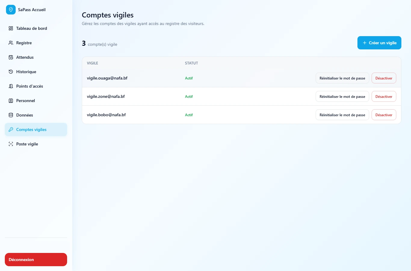 Comptes des agents